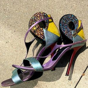 Diego Dolcini Crystal Embellished Sandal Heel Sz 41